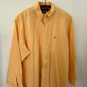 Vintage Ralph Lauren Yarmouth shirt, yellow/white micro check, size 16.5, 32-33